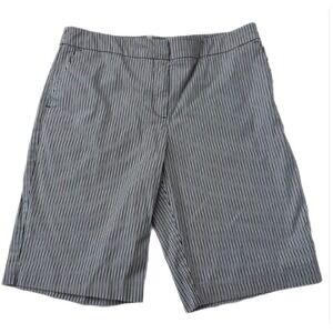 Jones New York Sport Striped Shorts Women 14 Black White Stretch Bermuda